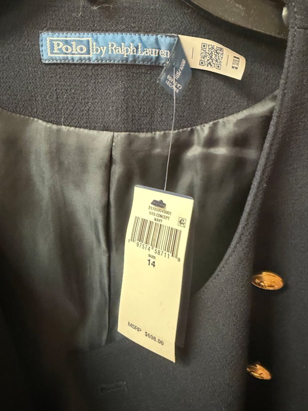 Polo Ralph Lauren Wool Crepe Cropped Jacket 14 NWT - Picture 4 of 5